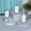 8 Pcs Plastic Bathroom Accessory Set,Bath Toilet Brush Accessories Set with Toothbrush Holder,Toothbrush Cup(White) 8