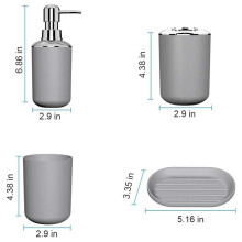 8 Pcs Plastic Bathroom Accessory Set,Bath Toilet Brush Accessories Set with Toothbrush Holder,Toothbrush Cup(Grey)