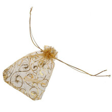 200 Stücke 10X15cm Wimpern Gedruckt Gold Organza Taschen Schmuck Beutel Taschen Organza Kordelzug Beutel für Hochzeits Bevorzugungen Süßigkeiten