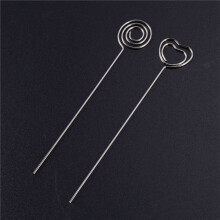 240 Pieces Metal Wires Memo Clip Note Card Holders Table Number Clip Photo Stand Round and Heart Shape, Silvery
