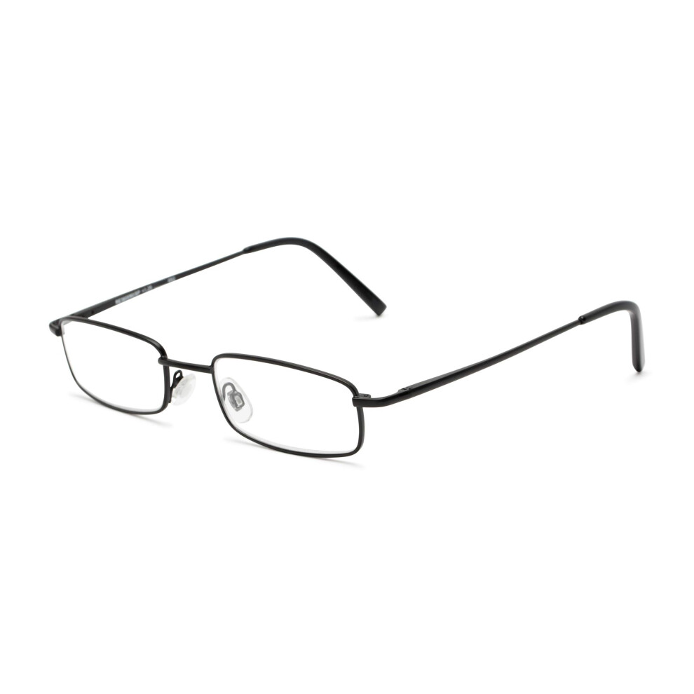 Black Reading Glasses Matte +1.50 Magnification Lightweight Rectangle Frame For Men And Women