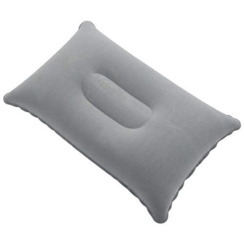 3X Outdoor Portable Folding Air Inflatable Pillow Double Sided Flocking Cushion Light Grey 2