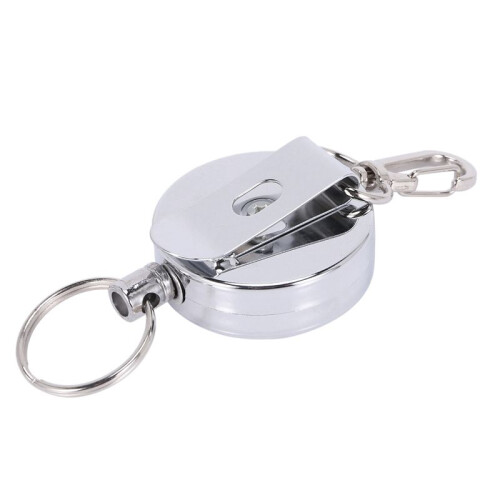 9 Pcs Stainless Silver Retractable Key Chain  Keyring Heavy Duty Steel