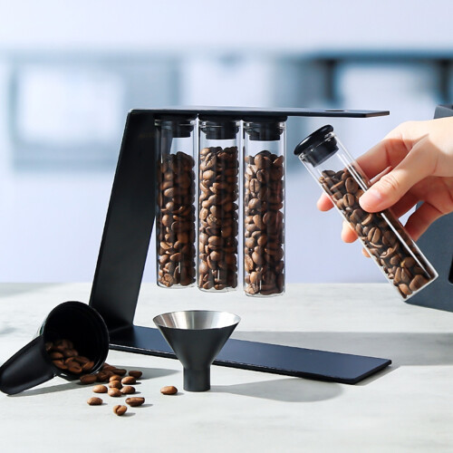Convenient Magnetic Coffee Bean Storage Glass Tubes Storage Container Display Rack Espresso Accessories 1