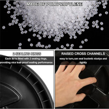 2 Pieces 5 Gallon Leak-Proof Bucket Lid Plastic Storage Buckets Screw Seal Lids Screw Pail Lid Pet Food Storage Black