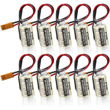 10 Pack CR14250SE 1/2AA 3V 1000mAh Lithium Battery with Brown Plug for FDK 1747BA Backup Power