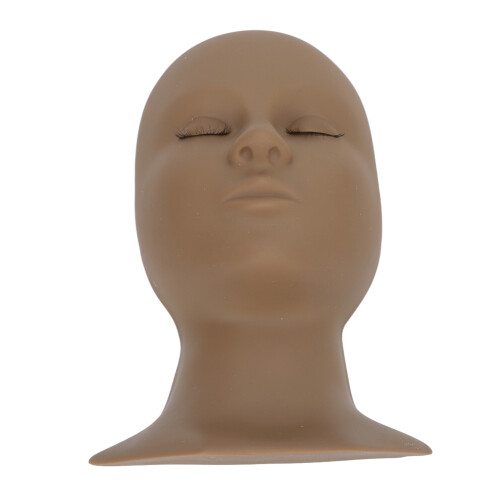 Silicone Eyelash Practice Head with Replaceable Eyes, Brown, 28x14x10cm