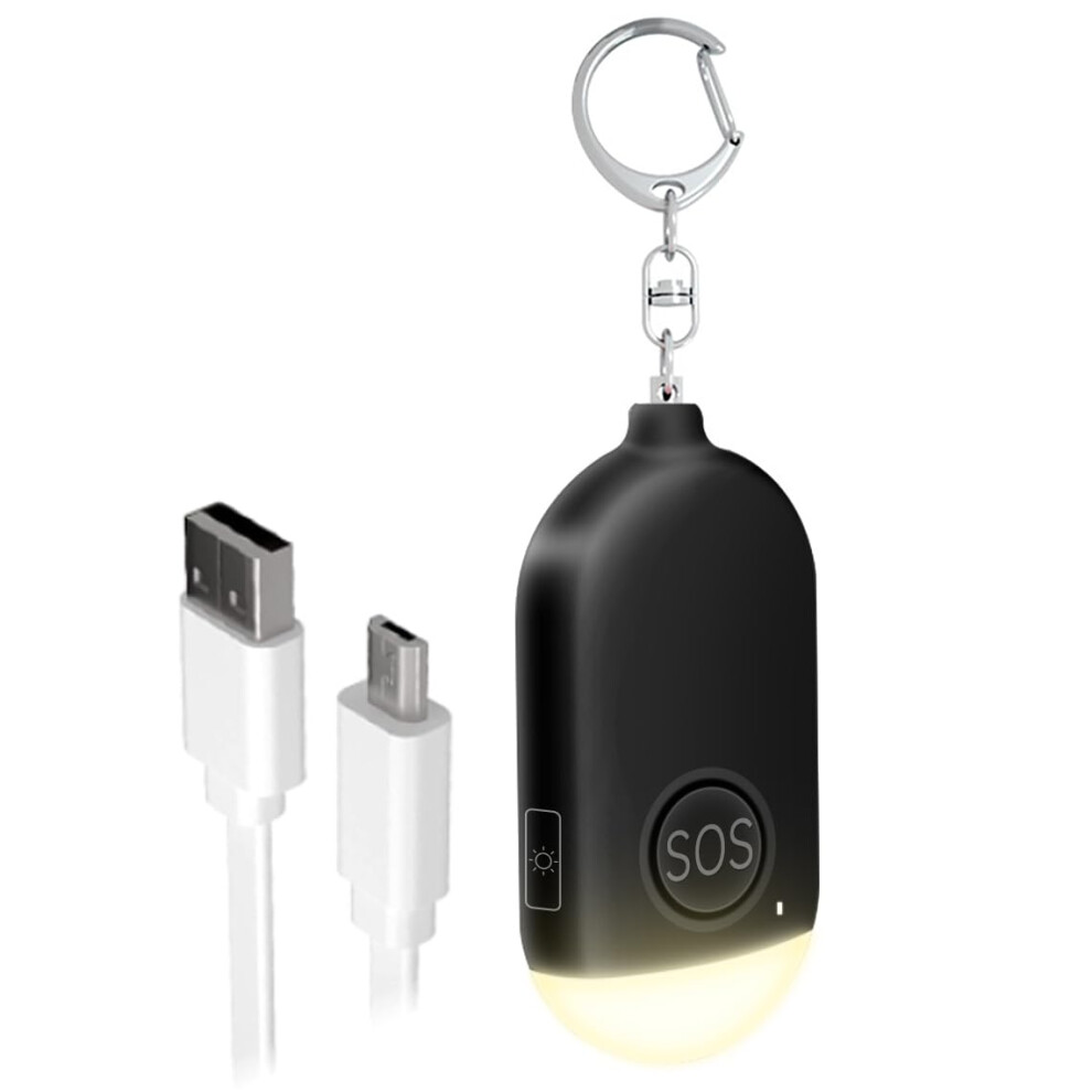 130Db Safety Alarm With Led Light, Waterproof Self Defense Alarm Black Keychain 9455672045797