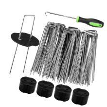 50Pcs Metal U Shape Ground Peg Garden Stake U Shape-Silver