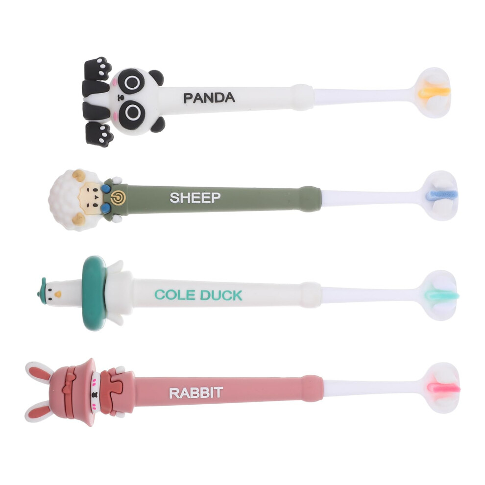 4pcs ThreeSided Kids Toothbrush with Extra Soft Bristles and Ergonomic Handle for Gentle Gum Care
