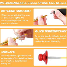 Interchangeable Circular Knitting Needles Set, 13 Pairs (3mm-10mm) US 2.5-15 with 16, 24, 32, 40 Inch Cables,Accessories