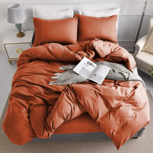 (Rust, Single: 137 x 200 cm) Plain Duvet Quilt Cover Bedding Set & Pillowcases Pair