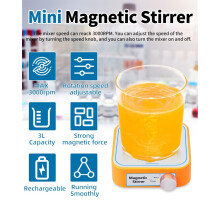 3000RPM Magnetic Stirrer, Max 3L Rechargable Lab Magnetic Mixer with 4 Stir Bars for Lab Homebrew Liquid Mixing B