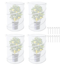 4 Pack Popup Plant Covers Tent From Animals, Insect Barrier Mesh Plant Guard Cover Net Garden Plant Protectors White