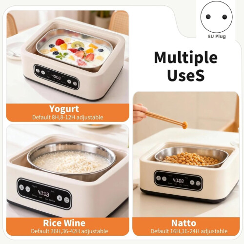 Yogurt Maker with Timer and Temperature Control, Fully Automatic for Home Use. Making Greek Yogurt . EU Plug 1