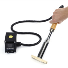 300W Digital Display Handheld Stamping Machine with Wood Handle Soldering Iron for Leather Cake Wood &Packaging Logo EU