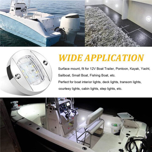 12 Peças Luzes Interiores para Barcos Marinhos, Luz de Cortesia de Convés de  de LED de 3 Polegadas 3 Polegadas Redonda Branca 6 LED Luz de 2