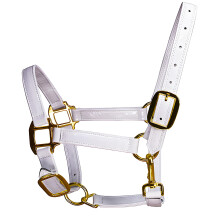 Professional Leather Headstall Golden Golden Metal-White M