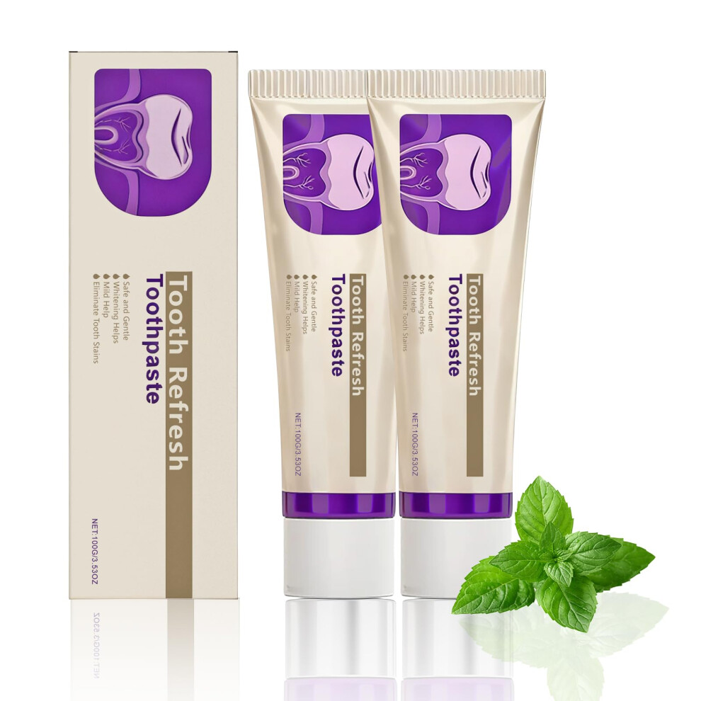 Whitening Toothpaste with Hydroxyapatite, Enamel Safe, Gentle Stain Removal, Mint, 100g, 2 Pack