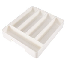 4X New Kitchen Drawer Organizer Tray Spoon Cutlery Separation Finishing Storage Box Cutlery Kitchen Storage White
