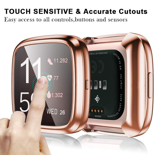 Case with Screen Protector 4 Pack, Full Coverage TPU Bumper, 4 Color Options for Fitbit Versa 2 2