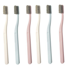 Mipcase 6pcs Charcoal Soft Bristle Adult Toothbrush Set for Travel and Home Use Random Colors