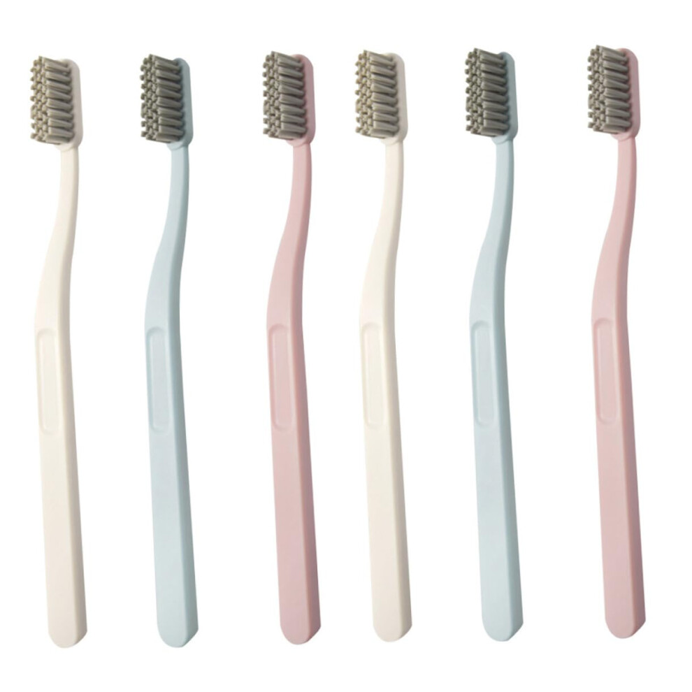 Mipcase 6pcs Charcoal Soft Bristle Adult Toothbrush Set for Travel and Home Use Random Colors
