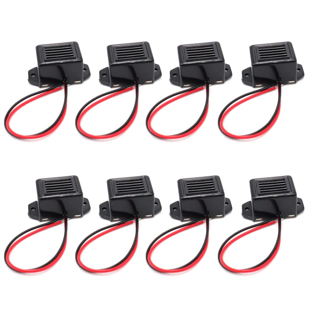 8Pcs 12V Mini Piezo Buzzer Alarm With Leads, Clear Audible Alerts, Compact Size For Security Systems 9455672047456