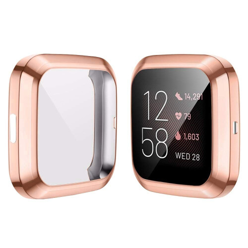 Rose Gold Plated Case Full Coverage Protective Shell Shock Absorbing Design for Fitbit Versa 2 1