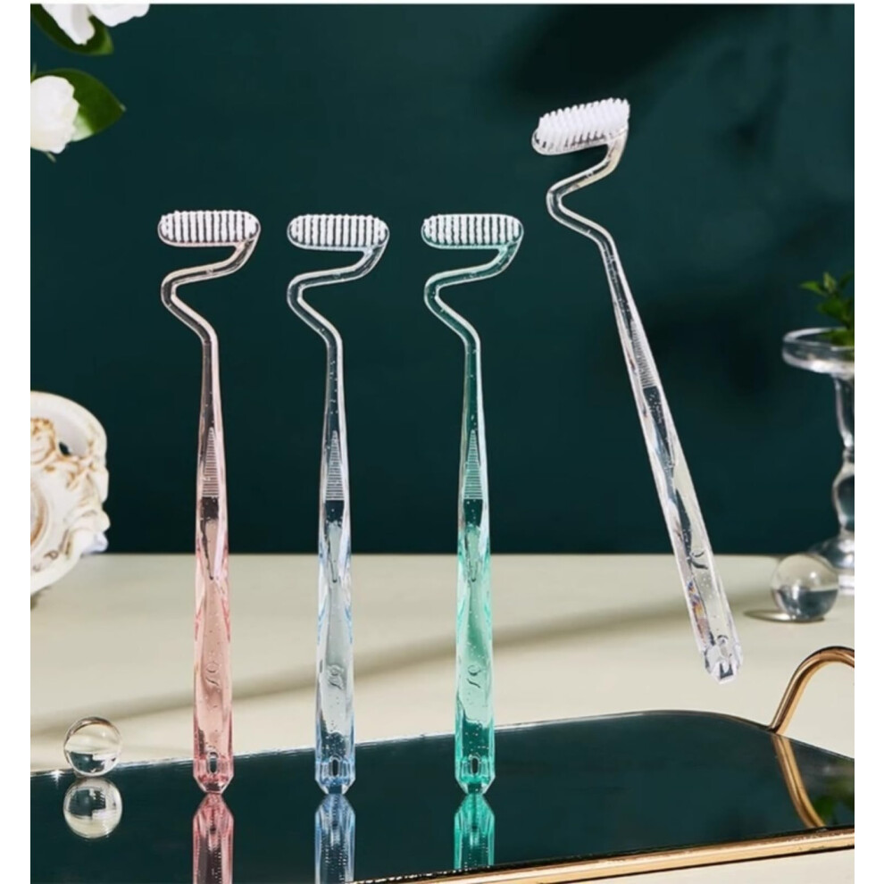Soft Bristle Toothbrush for Sensitive Teeth with SShaped Head and AntiSlip Handle, 4 Pack
