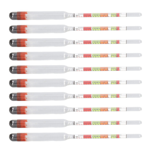 10Pcs Glass Hydrometer Set for Beer, Wine, 0.990-1.17 Specific Gravity 1