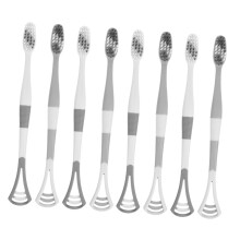 8pcs Soft Bristle Adult Toothbrush with Silicone Tongue Scraper DualHead Ergonomic Oral Care Set