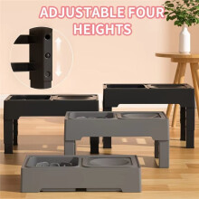 Adjustable Height Cat Feeder Stand - Folding Stainless Steel Pet Bowl Table with Non-Slip Design C