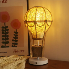 Handmade Rattan Weaving Hot Air Balloon Table Lamp Romantic Children Home Ornament Bedroom Study Atmosphere Lighting
