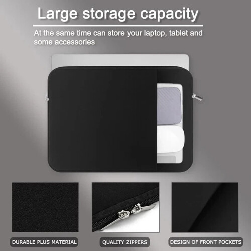 14" Laptop Sleeve Case Shockproof Black Bag 2