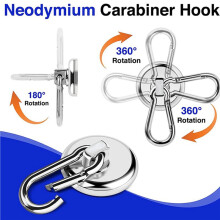 24 Pack Strong Magnetic Hooks, 60LBS Heavy Duty Magnet Hooks Strong Neodymium Magnets with Carabiner Hook
