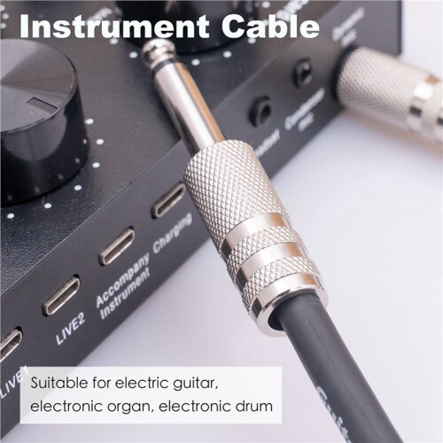 2X Gitarrinstrumentkabel Elgitarrsladd 6,35 mm Mono Plug Connect-Kabel för Gitarrbastrumma Ljudenhet, 5 Meter 2