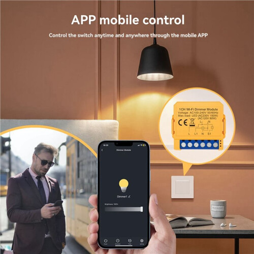 5X Tuya WiFi Dimmer  Module  Home DIY Breaker Stöder 1 Way Control Stöder Voice Control APP Control 2