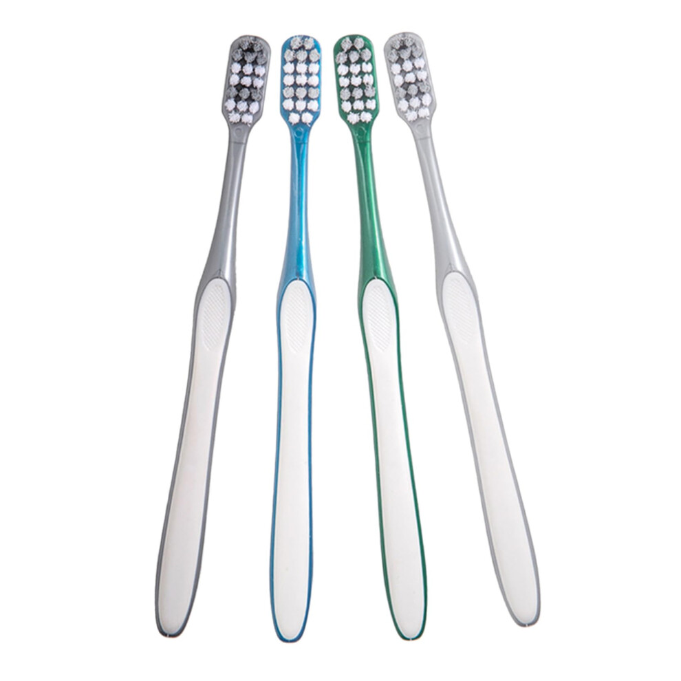 Hard Bristle Travel Toothbrush for Men, 4 Pack Compact Manual Brushes for Deep Cleaning Teeth
