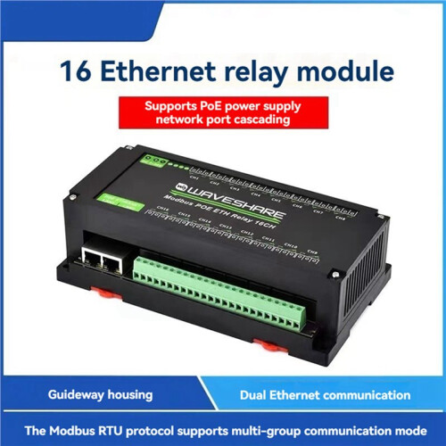 2X Waveshare 16CH Relay Module Modbus POE ETH Relay Support Modbus RTU//TCP Protocol for Industrial Automation 1
