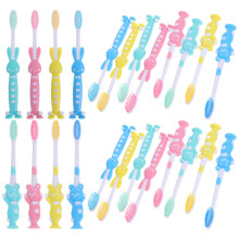 Kids Soft Bristle Toothbrush with Suction Cup Base, Cartoon Design, 32 Pack for Children Oral Care