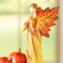 2X Estátua de Anjo de Folha de Bordo de Outono, Ornamentos de Mesa, Decoração de Jardim, Escritório em Casa, Anjo em Pé