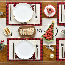 8 Stuks Kerstbomen Sneeuw Roze Kerst Placemats Winter Placemats voor Keuken Eetkamer Decoratie M
