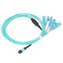 12-Core MPO-LC Fiber-Sprungkabel 10 Gbps Multimode-Optischer Stecker