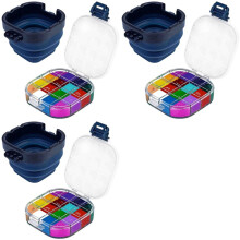 3X Airtight Paint Saver Storage Palette Box, 16-Well Palette Box with Lid, Include Paint Brush Basin