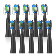 Electric Toothbrush Replacement Heads for Fairywill FWE11 E10 E6 D7S, 10 Pack Black Soft Bristles