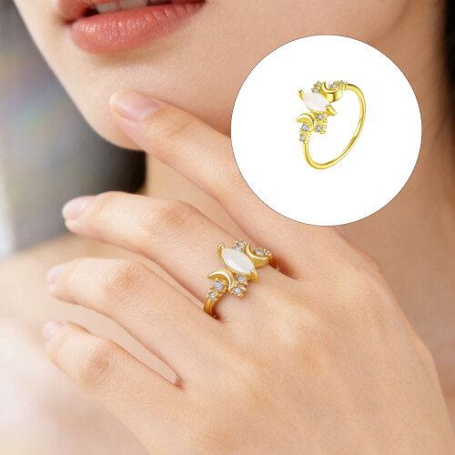 Elegant Moon Shape Rings Unique Finger Rings Hand-7 Silver 2