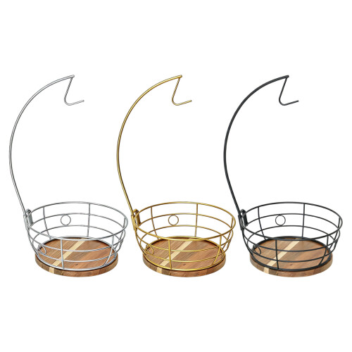 Durable Iron Rotating Fruit Tray With Built In Banana-gold 1