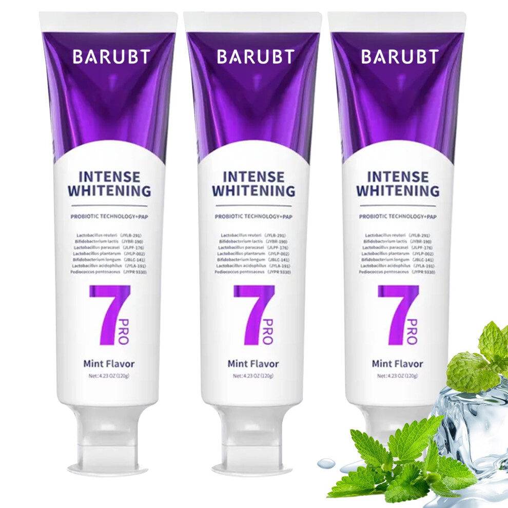 Purple Whitening Toothpaste With Probiotics And Freshness Beads, Fluoride, 4.23Oz, 3 Pack