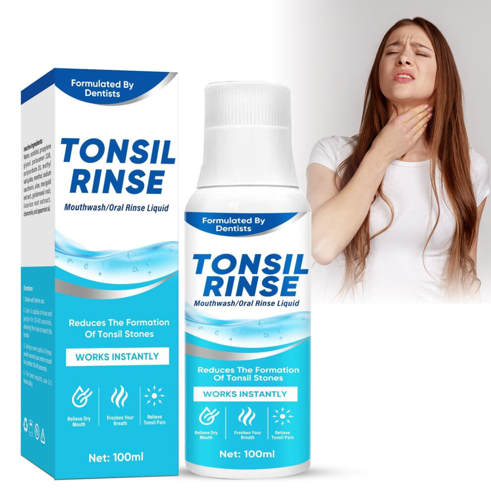 Tonsil Stone Mouthwash Mint Flavor for Bad Breath Relief and Daily Oral Care 100ml